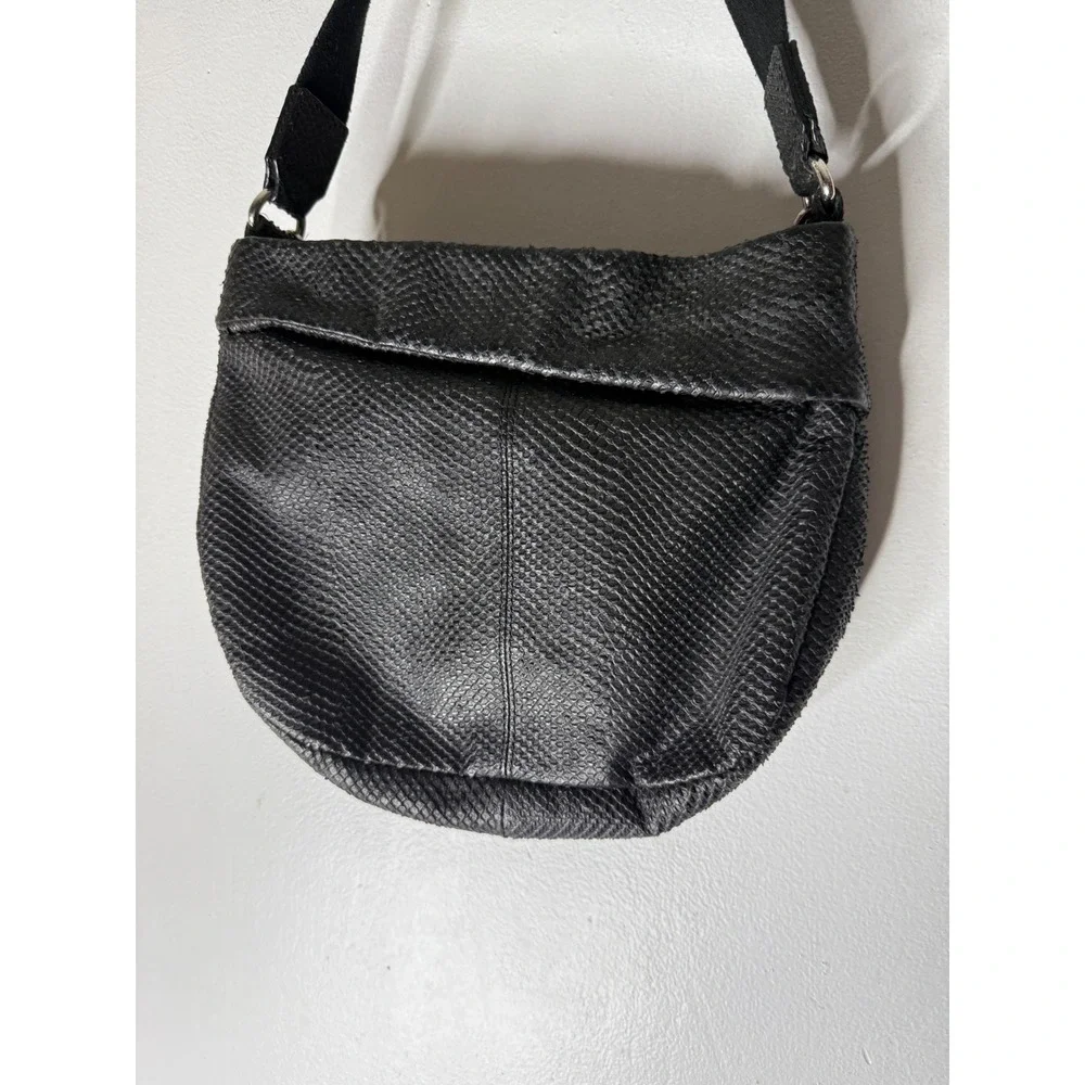 L.A.M.B. Gwen Stefani black textured leather hobo handbag